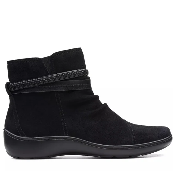 Clarks Cora Braid Booties Black - Picture 2 of 10